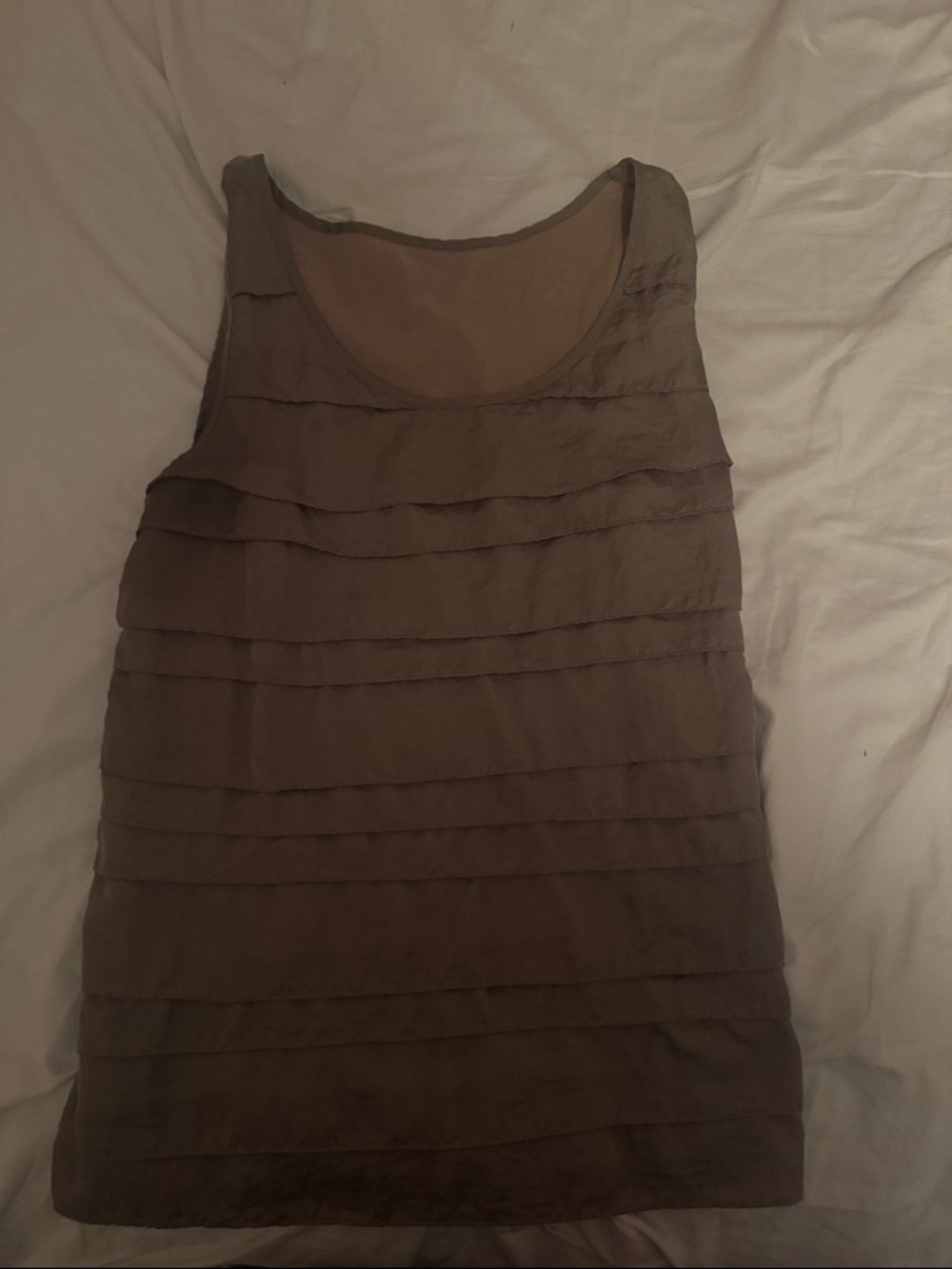 LOFT Brown Layered Ruffle Scoop Neck Tank